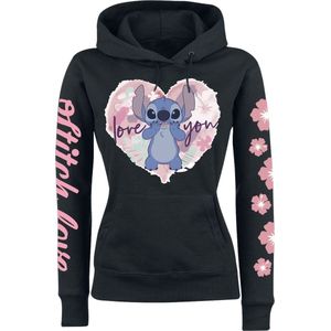 Lilo & Stitch Love You Dames Trui met capuchon - zwart - L