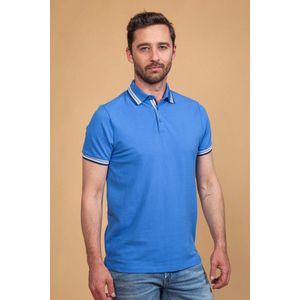 Suitable - Polo Brick Mid Blauw - Slim-fit - Heren Poloshirt Maat XXL