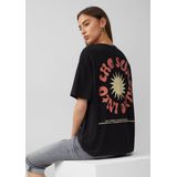 Q/S designed by - T-shirt - Zwart - Met Print op de Achterkant