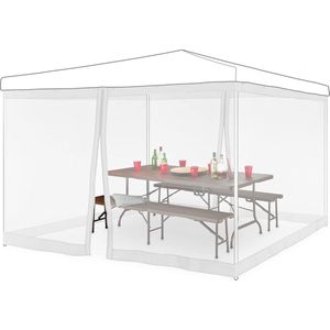 Muggennet zijwanden klamboe - wit - voor 3x3 m partytenten met klittenbandsluiting