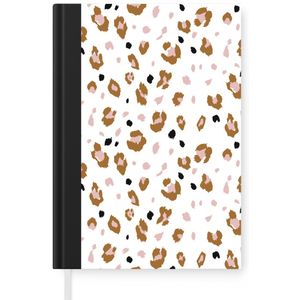 Notitieboek - Schrijfboek - Print - Safari - Luipaard - Roze - Notitieboekje klein - A5 formaat - Schrijfblok