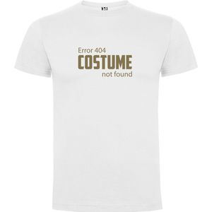 Wit T-Shirt met “Error 404“ Afbeelding Goud Maat 5XL