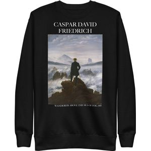 Caspar David Friedrich 'De Wandelaar boven de Nevelzee' (""Wanderer Above the Sea of Fog"") Beroemd Schilderij Sweatshirt | Unisex Premium Sweatshirt | Zwart | S