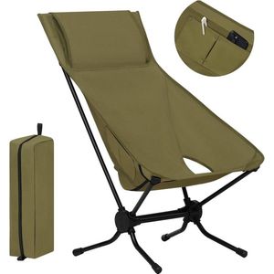 Rootz UltraLight Klapstoel - Draagbare stoel - Buitenstoel - Duurzame 1000D Oxford-stof - Verbeterd comfort met hoge rugleuning - Lichtgewicht en compact - 56 cm x 88 cm x 72 cm