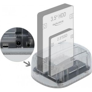 Delock USB Type-C™ Docking Station for 2 x SATA HDD / SSD transparent