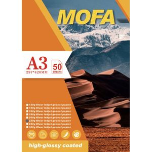 Mofa high-glossy coated, kleur inkjet gecoat papier, A3, 50 sheets 230g/m²