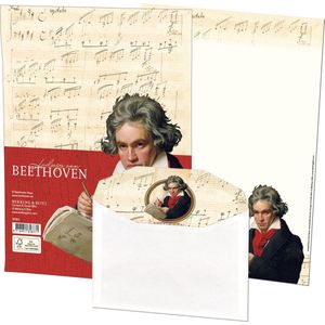 Bekking & Blitz - Briefpapier - 10 vellen briefpapier - Inclusief enveloppen - Kunst - Uniek design - Klassieke muziek - Componist - Ludwig van Beethoven - Joseph Karl Stieler - Beethoven Haus Bonn