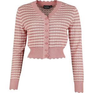 Voodoo Vixen Scallop-Patterned Dames Cardigan - roze/wit - M