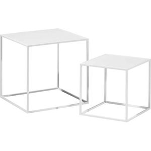 Beekwilder LVT Quadro White - Tafel - Set 40cm en 30cm - Wit - Kubus - Plantentafel