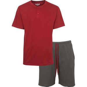MEQ Heren Shortama - Pyjama Set - 100% Katoen - Rood- Maat 3XL