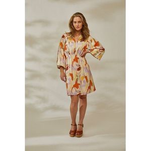 Peppercorn Tracy 3/4 Sleeve Short Dress Sandshell Print