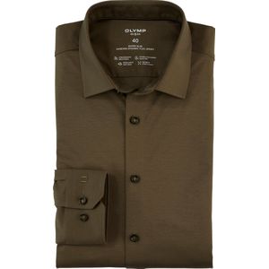 OLYMP No. 6 Six super slim fit overhemd - mouwlengte 7 - tricot - modderbruin - Strijkvriendelijk - Boordmaat: 38