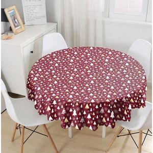 Rond Velvet Tafelkleed Ø140cm - Donkerrood - Kerstboom - Tafelkleden