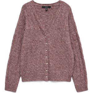 Vero Moda Vest Vmmarlin Ls V-neck Cardigan 10334907 Rose Brown/w. Pearl Buttons Dames Maat - XL