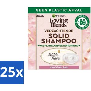 25 x Garnier - Loving Blends Milde Haver - Solid Shampoo Bar - Kwetsbaar Haar - 60 g - Shampoo Bar - Milde Shampoo - Kwetsbaar Haar - Haarverzorging - Duurzaam Haarverzorging