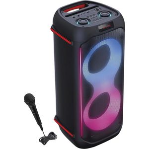 Maginon PS-60 - Partyspeaker - Partyluidspreker - Speaker inclusief mircofoon - Partygeluidssysteem PS-60-60 watt RMS, TWS-technologie, Bluetooth, AUX, USB, geheugenkaart, microfoon met echo, led-lichtshow
