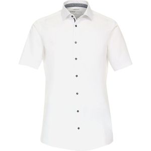 VENTI modern fit overhemd - korte mouw - twill - wit - Strijkvrij - Boordmaat: 38