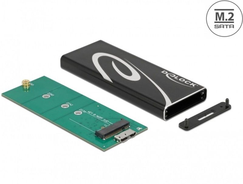 Delock - Externe Behuizing - Zwart - Aluminium - Voor M.2 SATA SSD