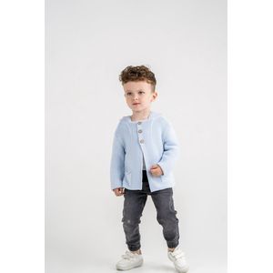 Minora Baby Gebreid Vest met capuchon- Babykleding jongens en meisjes- Cardigan-Hoogwaardige Baby jas- Jongen Winterjas- Licht Blauw 6 Maanden/68- Kraamcadeau - Babyshower, Newborn- Sinterklaas