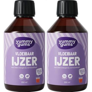Yummygums • 2x Vloeibaar IJzer • Suikervrij • Elixir • Mineralen • Bij vermoeidheid • met ijzer en vitamine C • 2x 250 ml