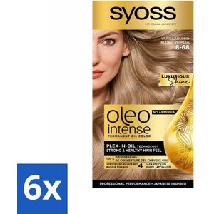 6 x SYOSS - Oleo Intense 8-68 Vanillablond - Haarverf - Zonder Ammoniak - Grijsdekking - Langdurige Kleur - Permanente Haarkleuring - Haarkleur - Syoss Oleo Intense - Haarkleuring Zonder Ammoniak - Grijsdekking