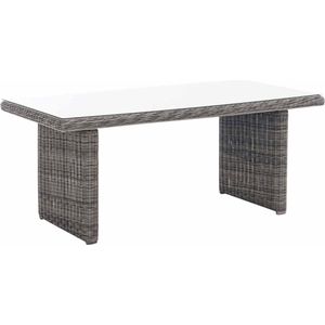 Glastafel deluxe - Tuintafel rotan wicker - Eettafel - Buitentafel - Salontafel - Grijs - 180cm