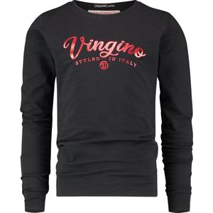 Vingino Longsleeve Logo Meisjes Katoen Zwart Mt 116