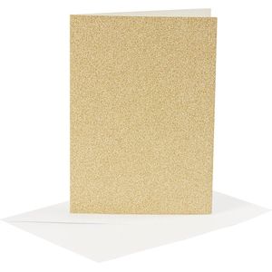 Creotime Glitterkaarten Met Enveloppen 10,5 X 15 Cm 4 Stuks Goud