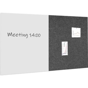 IVOL Whiteboard prikbord pakket 100x200 cm - 1 whiteboard + 1 akoestisch paneel - Antraciet