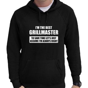 I'm the best grillmaster - always right hoodie zwart heren - BBQ cadeau verjaardag sweater met caupchon L