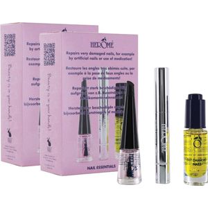 Herome 3 in 1 Manicure Nagelverzorging Set – 2-Pack - Nagelset voor Beschadigde Nagels – Nagelriemolie, Nagelriemcrème en Nagelverharder