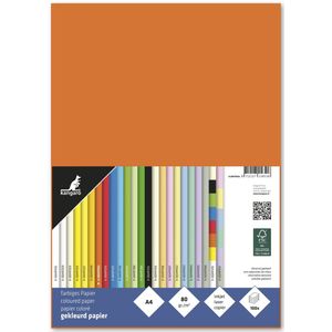 Kangaro gekleurd papier - formaat A4 - 80 grams - oranje - pak 100 vel - K-0041F055