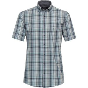 CASA MODA Sport comfort fit overhemd - korte mouw - fil a fil - blauw geruit - Strijkvriendelijk - Boordmaat: 37 - 38
