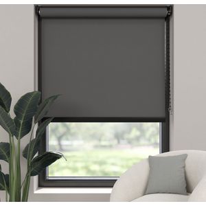 Dutchblinds Rolgordijn - lichtdoorlatend - Antraciet - 165x190cm - Raamdecoratie op maat