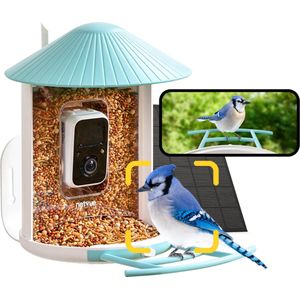 Birdfy Feeder 1 Inclusief Zonnepaneel - Oplaadbaar Vogelhuisje met Camera - Vogelvoederhuisje met Zonnepaneel - AI Vogelherkenning