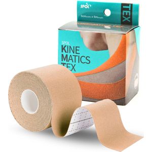 SPOL Kinematics Tex Kinesiotape Sporttape - Fysiotape - Kinesiology - Latexvrij - 1 Rol - 5 cm x 5 Meter - Beige