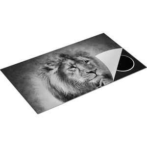 Chefcare Inductie Beschermer Leeuw in Pak - Leeuwenkop - Zwart Wit - 90x50 cm - Afdekplaat Inductie - Kookplaat Beschermer - Inductie Mat