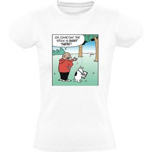 GPS hond Dames T-shirt - stok - huisdier - grappig