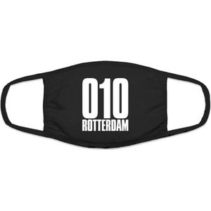 Rotterdam 010 mondkapje | gezichtsmasker | bescherming | bedrukt | logo | Zwart mondmasker van katoen, uitwasbaar & herbruikbaar. Geschikt voor OV