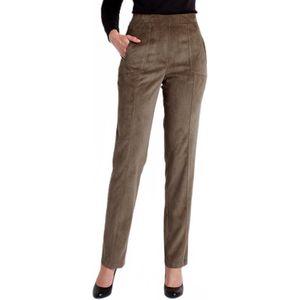 Rechte broek met elastische tailleband in milleraies fluweel