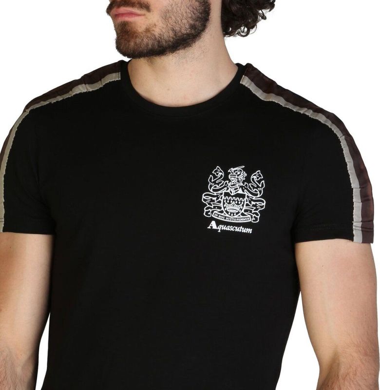 Aquascutum - QMT017M0-02 - T-shirt - Zwart - Heren
