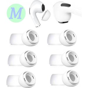 6 Paar - Oordopjes geschikt voor Airpods Pro 1/2 - Siliconen oordopjes - met gat voor geluidsreductie - Medium (M) - siliconen oordopjes geschikt - Voor AirPods Pro (1e & 2e Generatie)