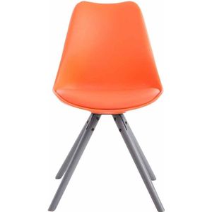 Bezoekersstoel Orlando - Eetkamerstoel - Oranje kunstleer - Grijze Poten - Set van 1 - Zithoogte 48 cm - Deluxe