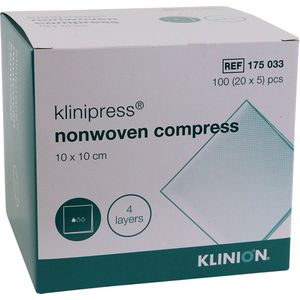 Voordeelverpakking 4 X Klinion non-woven kompres, steriel, 10 x 10 cm, 100 stuks