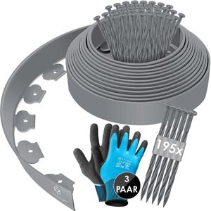 KESSER® Rollborder Flexibele Gazonrand kunststof Borderrand met grondankers + handschoenen, | hoogte: 5cm, lengte: 10m, 20m, 30m, 40m, 50m