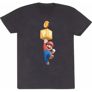 T-Shirt met Korte Mouwen Super Mario Mario Coin Zwart Uniseks - XL