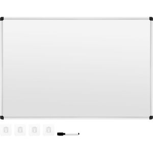 Navaris dubbelzijdig whiteboard met pen - 60 x 40 cm - Schrijfbord met metalen frame en magneten - Notitieboard voor memo’s