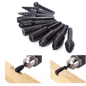 10 stuks houtbewerkingsspiraalboren, houtsnijwerkvijl, raspboren met 6,3 mm (1/4"") schacht, elektrisch gereedschap, houtbewerkingsrasp, beitelvormig, roterend, reliëfslijpkop