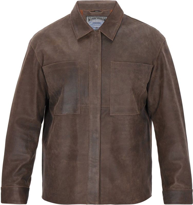 DreiMaster - Leren Jas - Zwart - Met Klassieke Kraag en Lange Mouwen