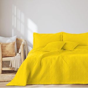 Sprei 240x260 cm Dubbelzijdig met Ultrasoon Stiksel - Polyester in Geel